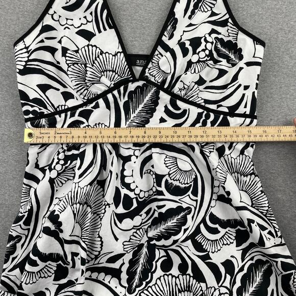 a.n.a Dress Womens 12 Black White Floral Print Halter Neck Fit & Flare Summer - Picture 5 of 15